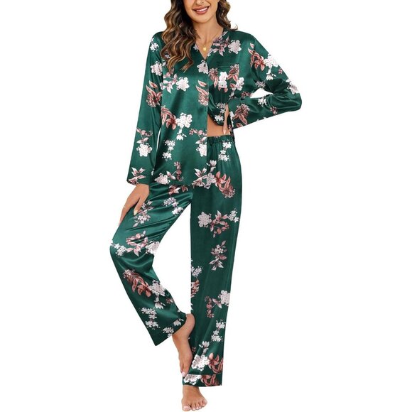 Ekouaer Other - Women's 2-Piece Silk Satin PJs- Comfy Long Sleeve Sleep & Lounge Set Medium